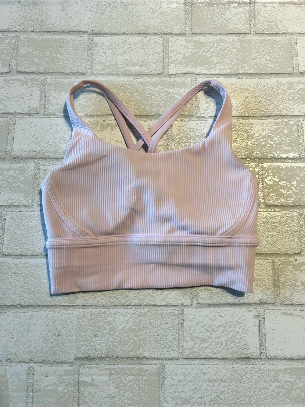 Lululemon Energy Ribbed Longline Sports Bra light pink Activewear- 4